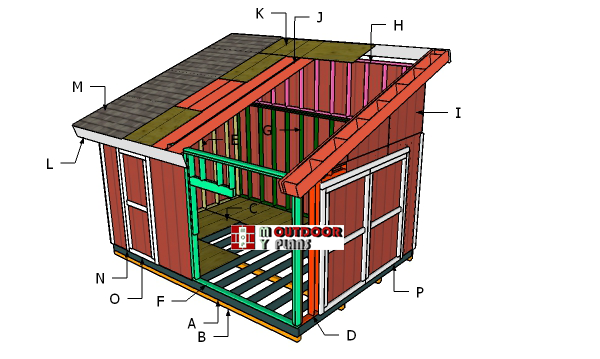 12x16 Lean to Shed - Roof Plans