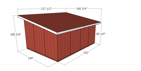 12x16 Goat Shelter with Storage Plans - dimensions