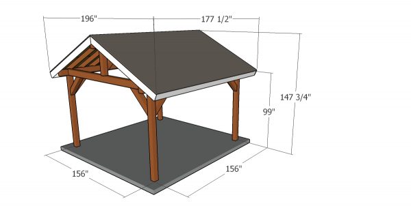 13x13 Pavilion Plans - overall dimensions