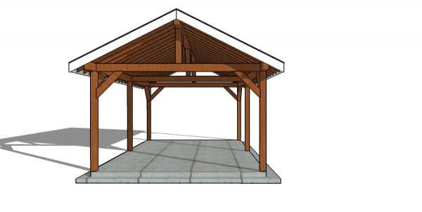 14x24 Gable Pavilion Plans - front view