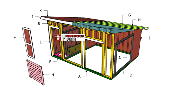 12×16 Lean to Shelter Roof Plans