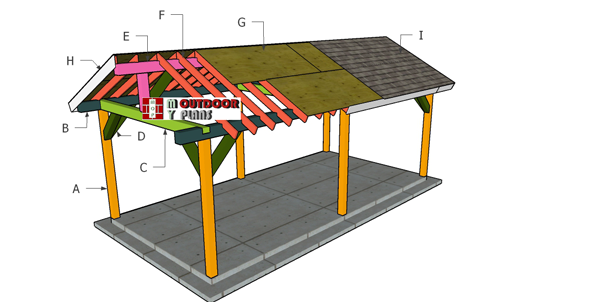 12x24 Gable Pavilion Roof Plans - PDF download