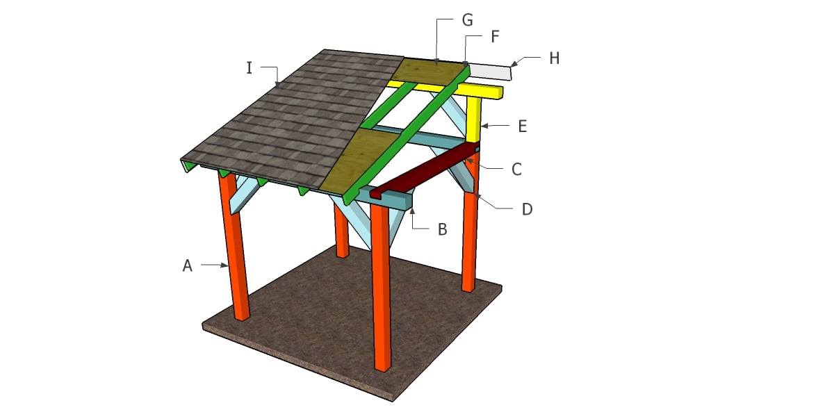 8×8 Pavilion Lean to Roof Plans
