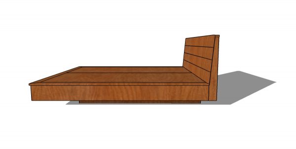 King Floating bed frame plans - side view