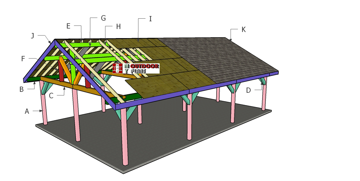 24×36 Wooden Pavilion Roof Plans