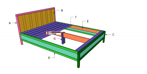pdf format Queen Size Platform Bed w/ Headboard PLANS ONLY 