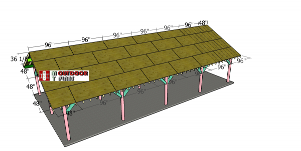 Fitting-the-roof-sheets---24x48-pavilion