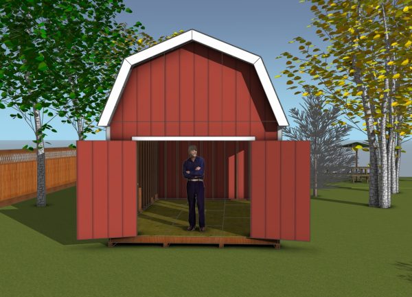 12x20 barn Shed Plans - front view