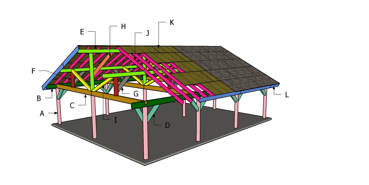 30×36 Wooden Pavilion Roof Plans
