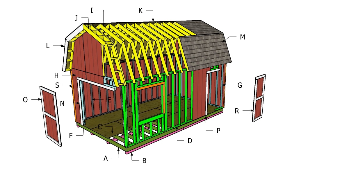 12×20 Gambrel Roof Plans