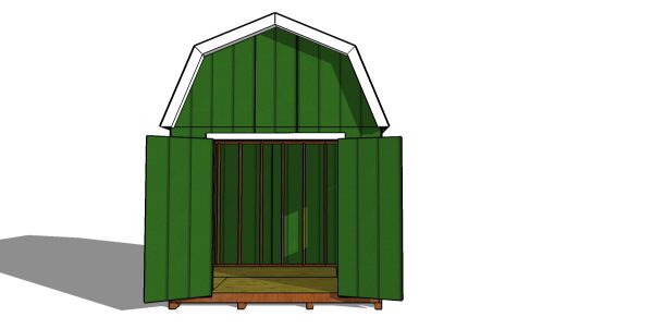 10x8 gambrel shed plans - front view