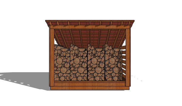 8x10 firewood shed plans - front view