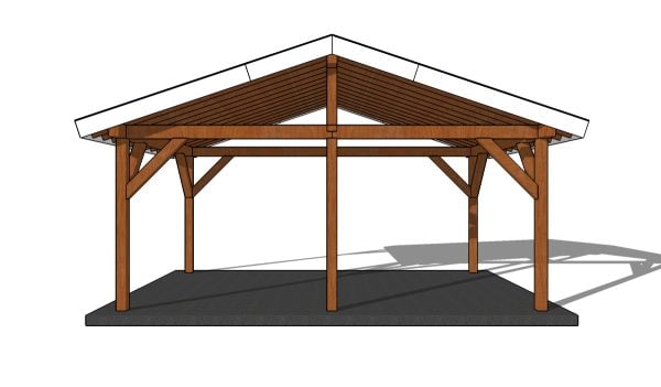 20x14 gable pavilion plans - front view
