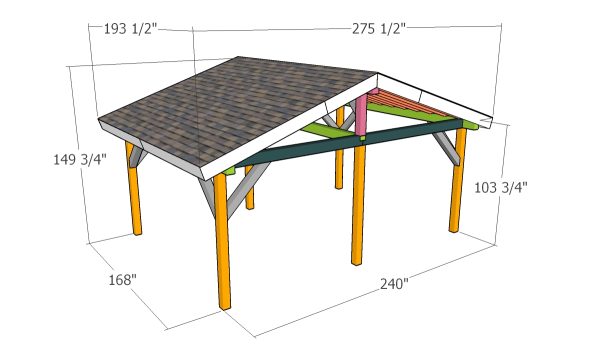 20x14 gable pavilion plans - overall dimensions