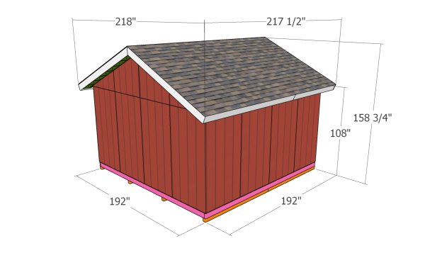 16x16 gable shed plans - overall dimensions