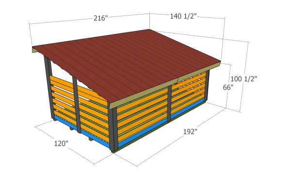 10x16 firewood shed - overall dimensions