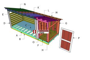 6×16 3 Cord Firewood Shed with Storage Roof Plans