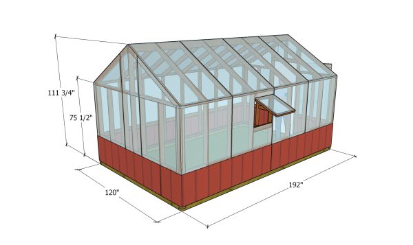 10x16 Gable Greenhouse Plans - dimensions