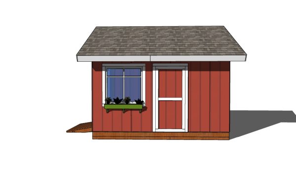 14x14 Shed Plans - front view