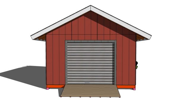 14x14 Shed Plans -garage door view