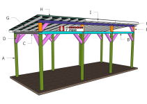 12×30 Pavilion Lean to Roof Plans