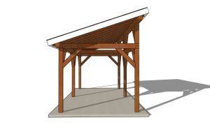 10x24 Lean to Pavilion Plans - side view