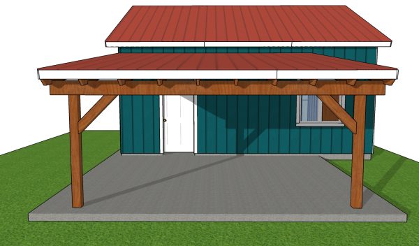 16x16 Attached Carport - front view