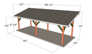 10x30 Lean to Pavilion Plans - dimensions