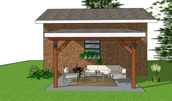 12x12 lean to patio cover - front view