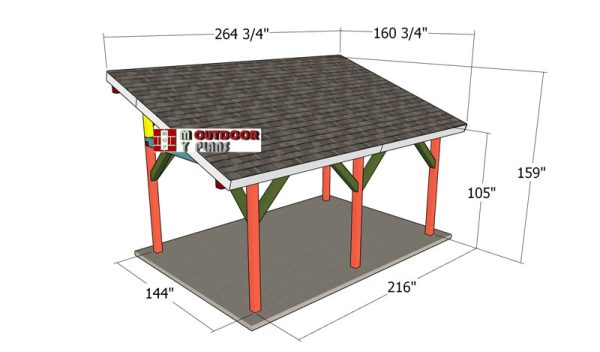 12x18-Lean-to-Pavilion-Plans---overall-dimensions