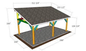 14x24 lean to Pavilion Plans - dimensions