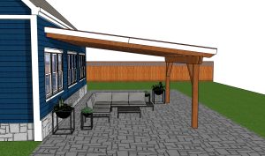 14x14 Attached Carport - side view