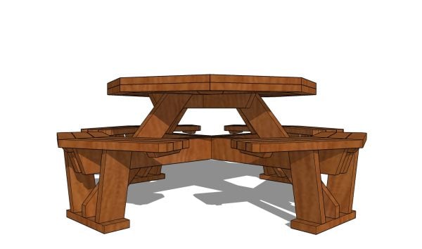 Octagonal picnic table - side view