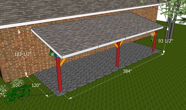 10x32 lean to patio cover - dimensions