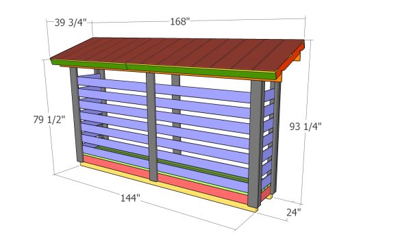 2x12 firewood shed plans - dimensions