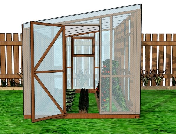 8x12 lean to greenhouse plans - front view