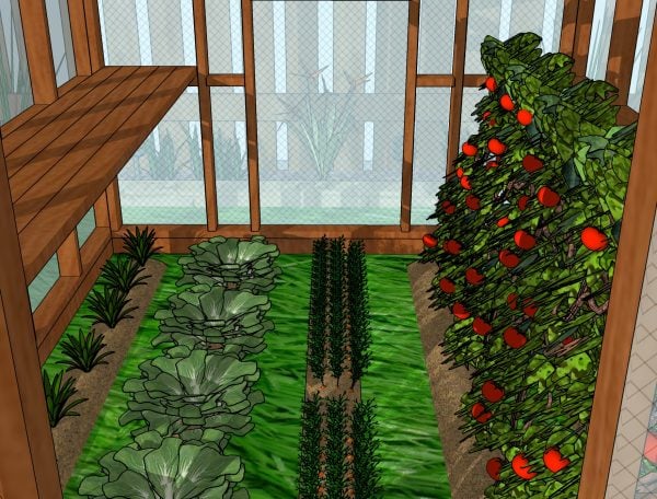 8x10 lean to greenhouse plans - interior view