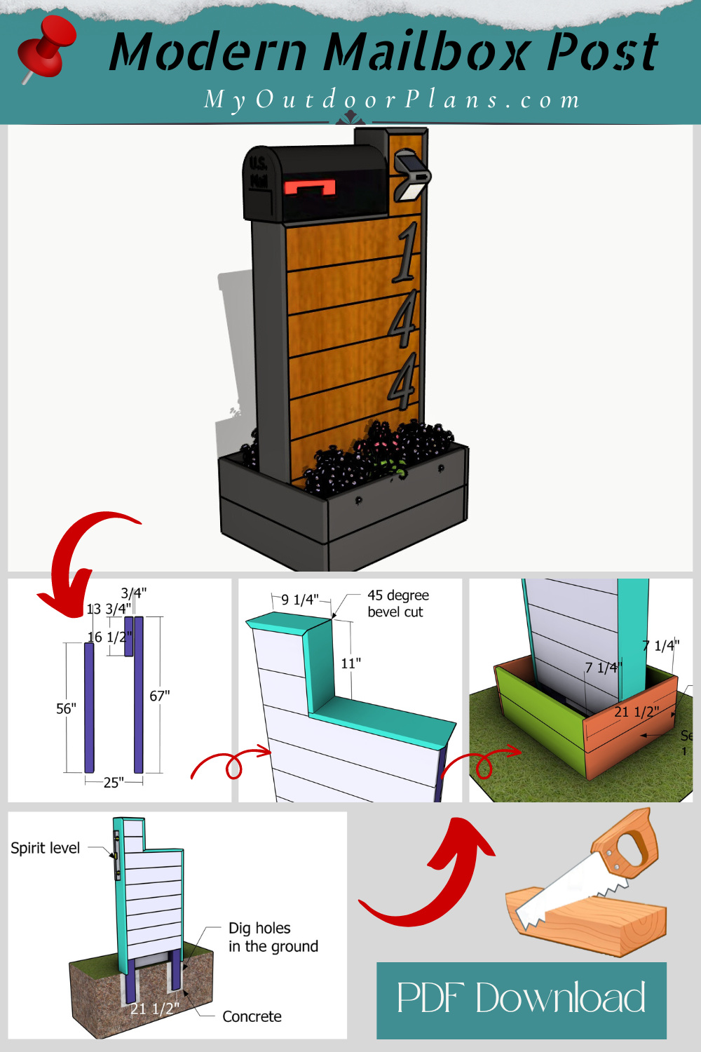 DIY Modern mailbox post plans