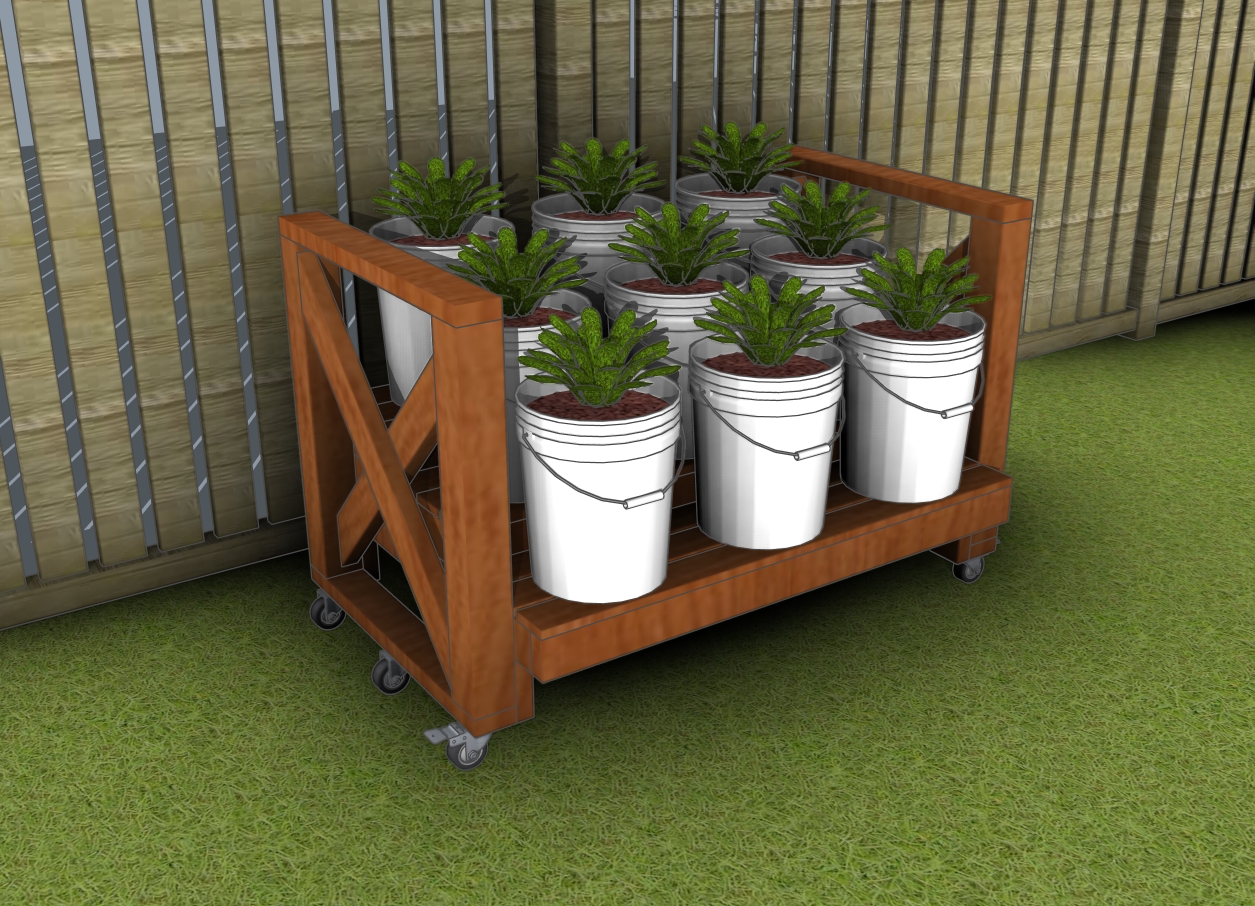 9 bucket garden stand - free plans