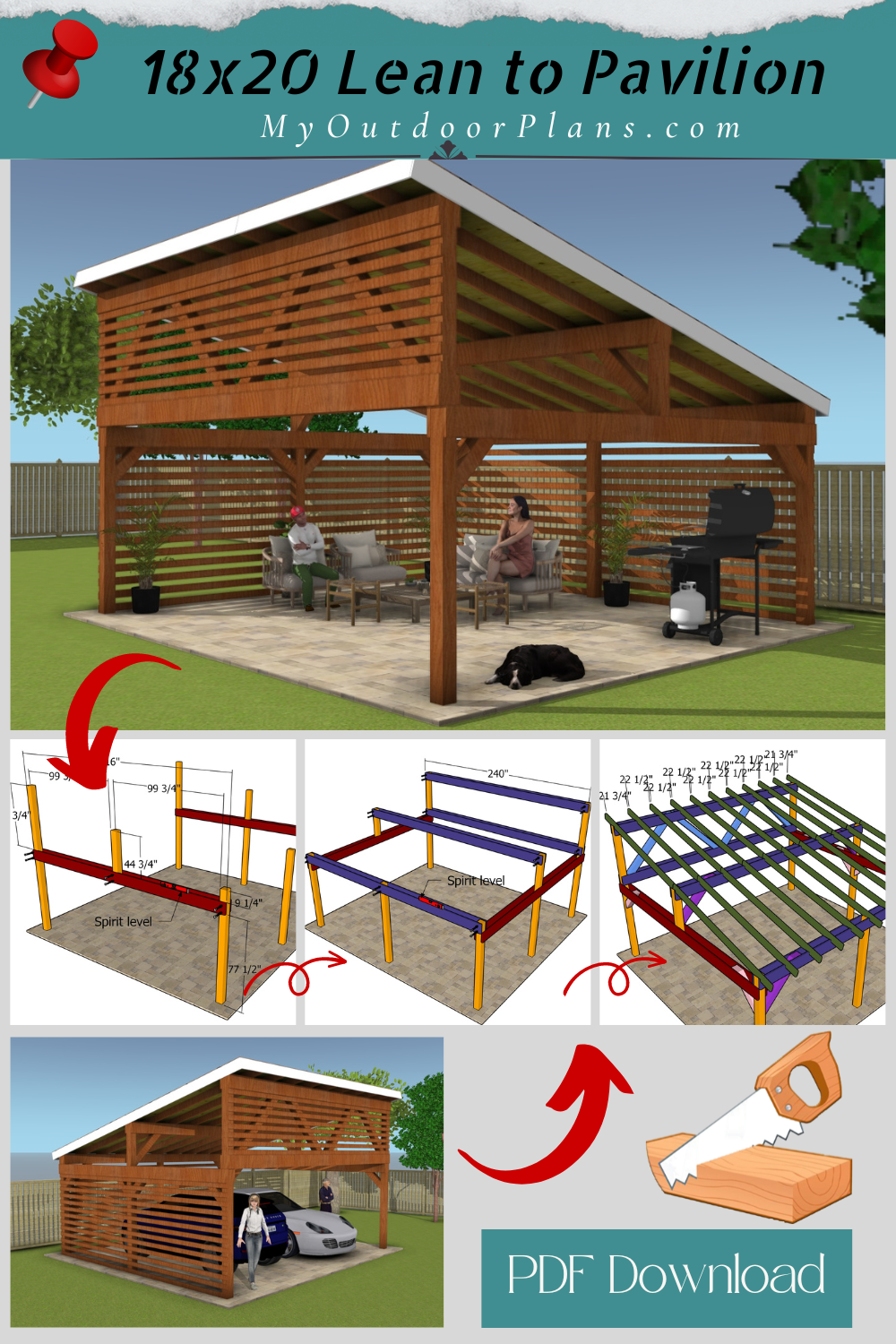 18x20 lean to pavilion plans