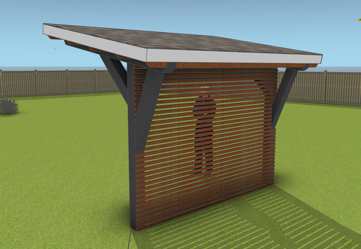 2 post pergola - back view