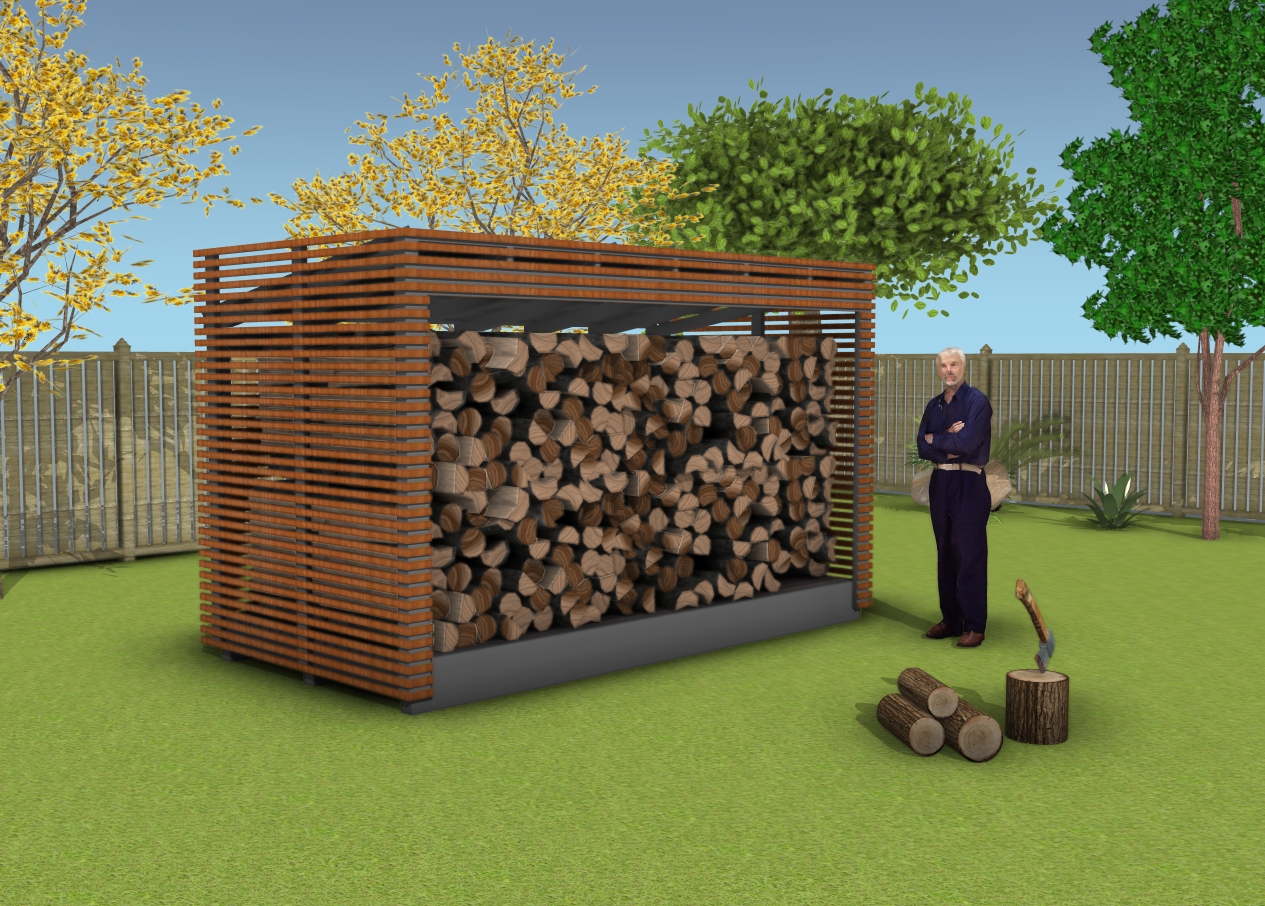 Modern 3 cord firewood shed