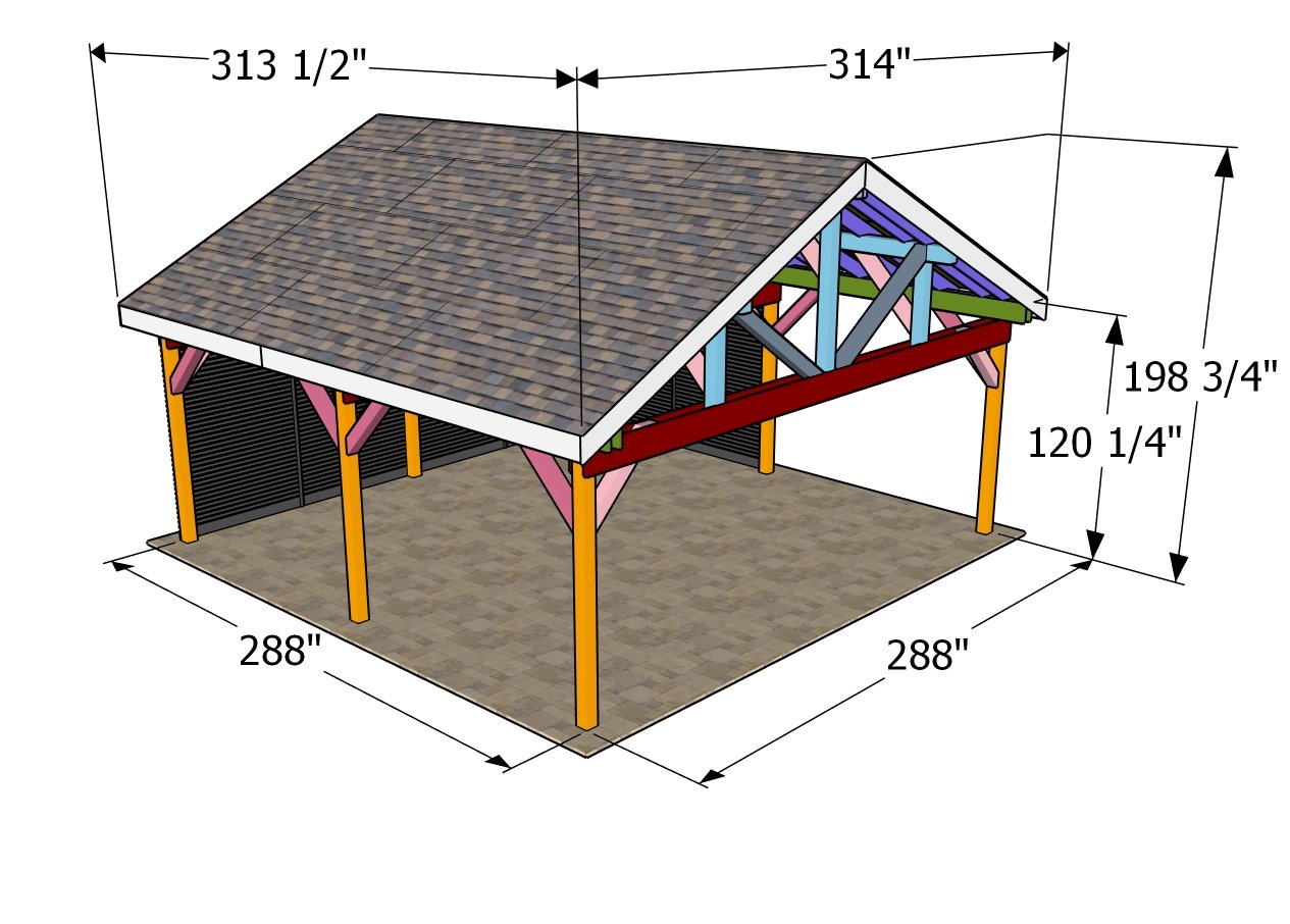 24x24 gable carport - dimensions overall