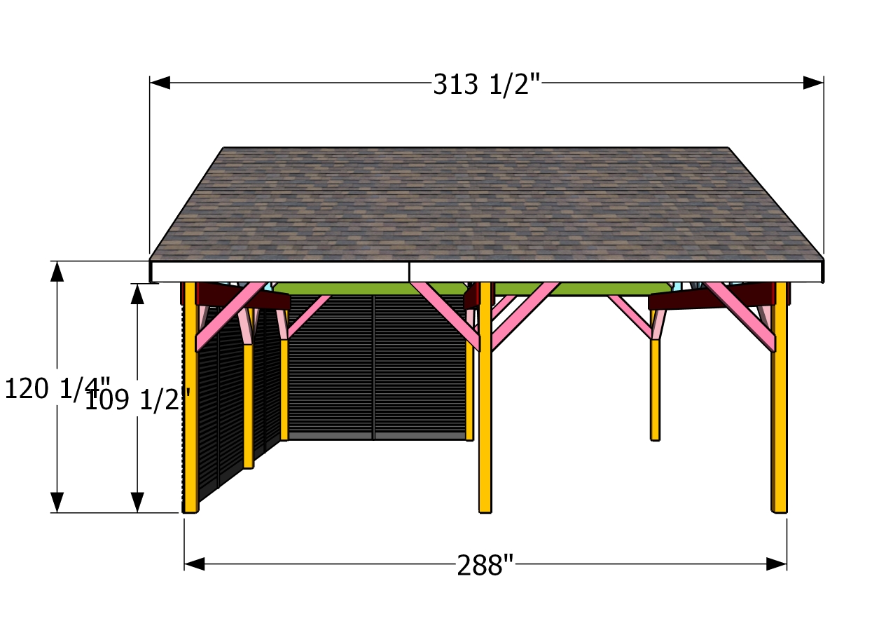 24x24 gable carport - side view