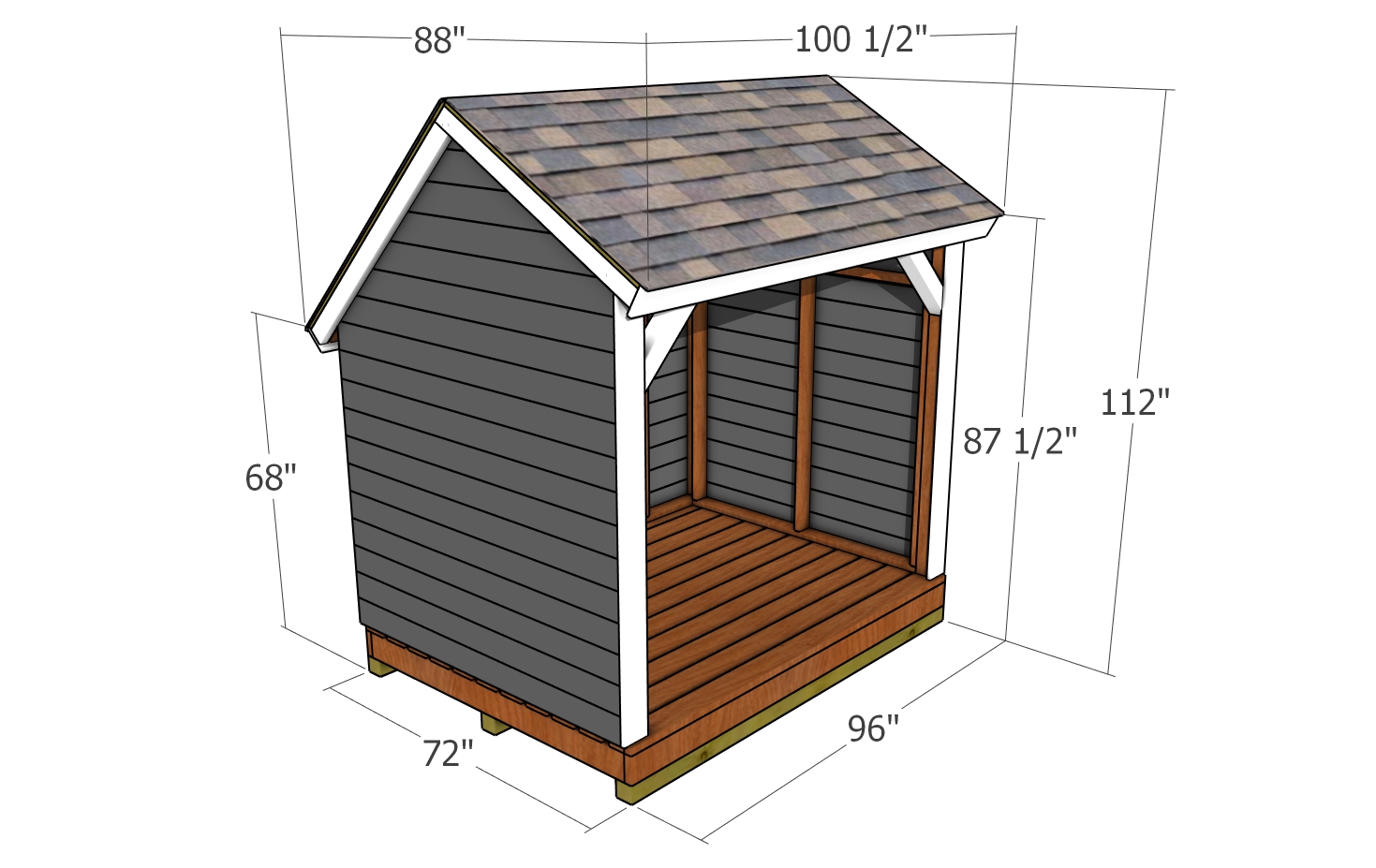 6x8 firewood shed - dimensions