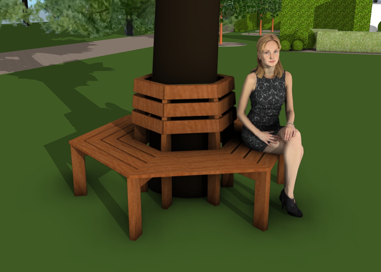 Tree bench with backrest plans