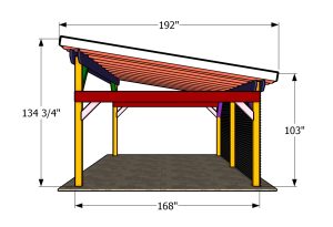 14x20 lean to pavilion plans - side dimensions